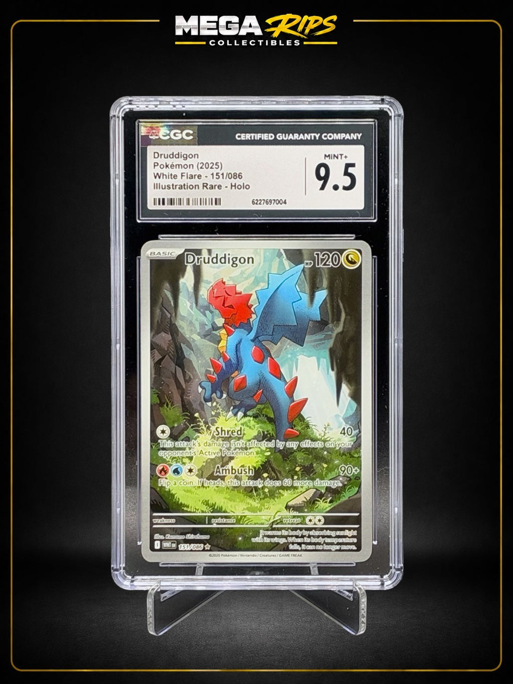 Druddigon 151/086 CGC 9.5 Mint+ White Flare Illustration Rare Pokémon 2025