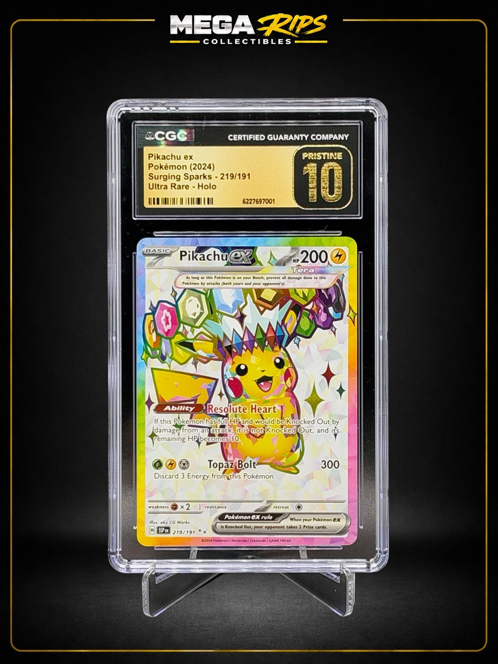 Pikachu ex 219/191 CGC Pristine 10 Surging Sparks Gold Ultra Rare Pokemon