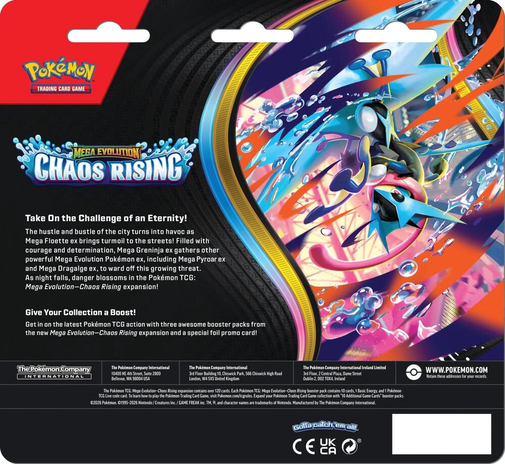 Pokémon TCG: Mega Evolution—Chaos Rising 3-Pack Blister (Factory Sealed)