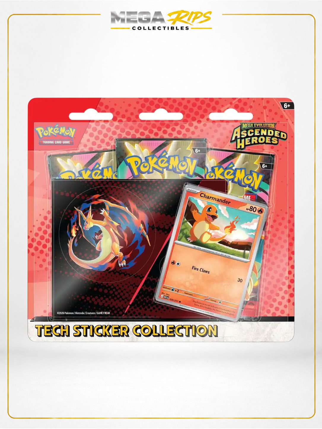 Pokémon Mega Evolution: Ascended Heroes Charmander Tech Sticker Collection (Factory Sealed)
