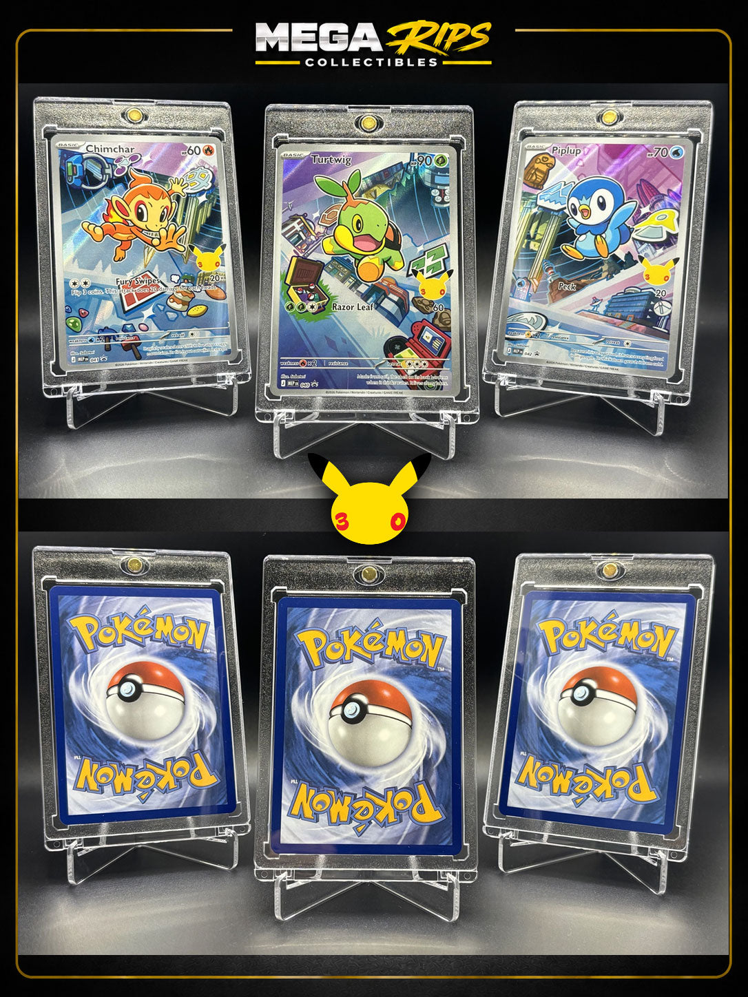 Pokémon TCG Sinnoh First Partner Promo Set Turtwig - Chimchar - Piplup - Pikachu Stamp