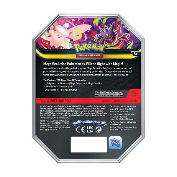 Pokémon TCG: Mega Moonlit Tin – Mega Gengar ex (Factory Sealed)
