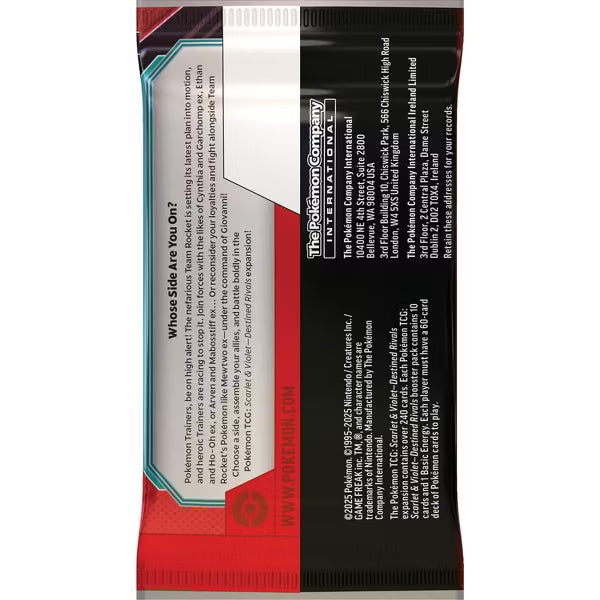 Pokémon TCG: Scarlet & Violet—Destined Rivals Booster Pack (Factory Sealed)