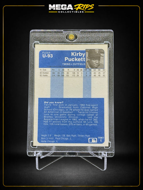 1984 Fleer Update Kirby Puckett U-93 Rookie Card