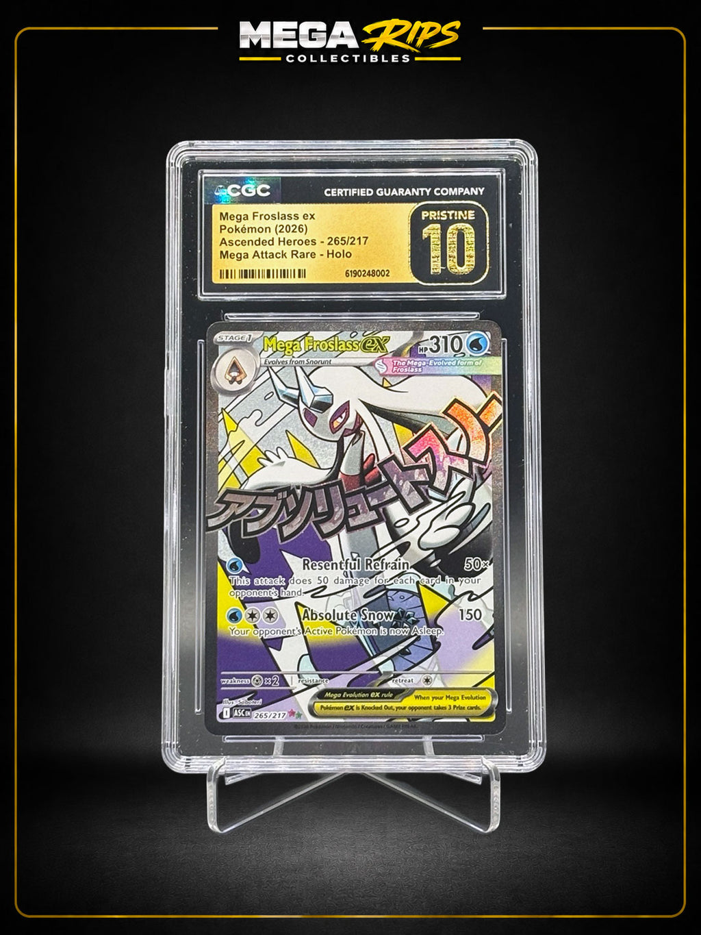 CGC Pristine 10 Mega Froslass ex #265/217 Mega Attack Rare Holo