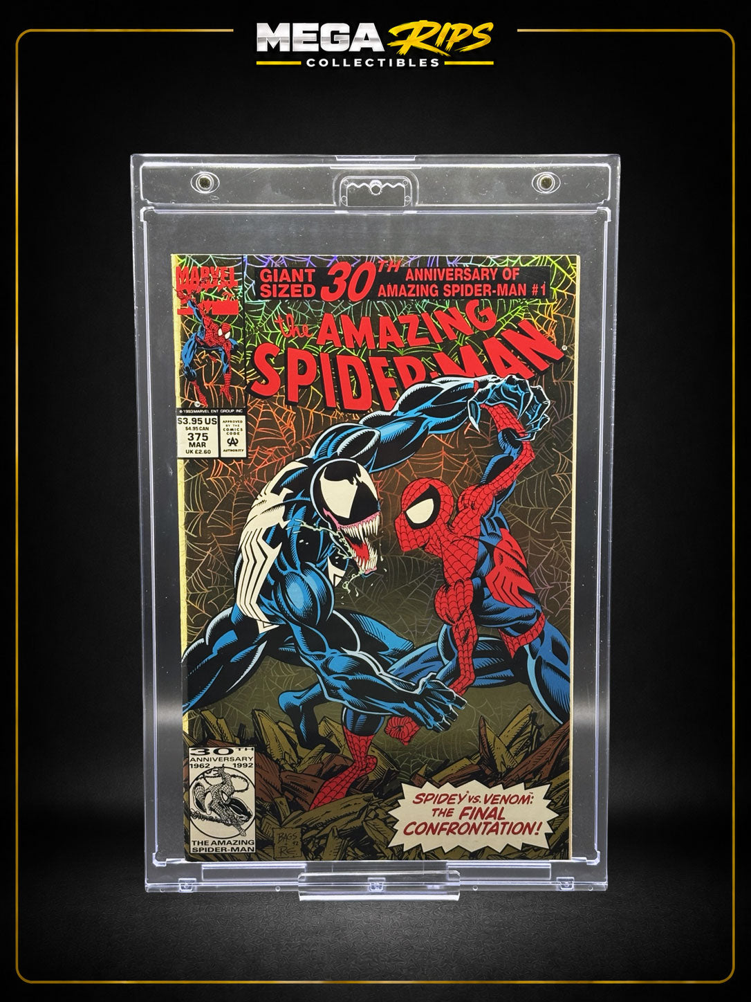 The Amazing Spider-Man #375 Newsstand Edition (1993) Spider-Man vs Venom Hologram Cover